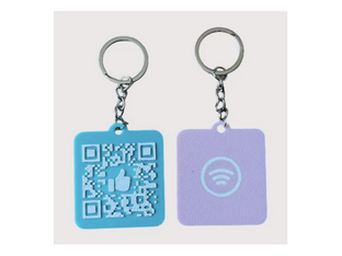 Breloc personalizabil pentru recenzii Google/Facebook/Instagram, cu cod QR si NFC, Scanare Usoara cu Telefonul, link cu valabilitate permanenta, 3D Market®, personalizare fata/verso