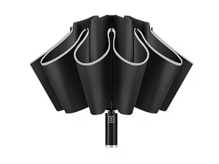 Umbrela de Lux pliabila, Umbrela de calatorie inversata, deschidere si inchidere automata cu banda reflectorizanta, suport intarit cu 10 oase, rezistenta la vant si ploaie, uscare rapida, acoperita cu vinil pentru protectie solara eficienta, 105 cm, Negru