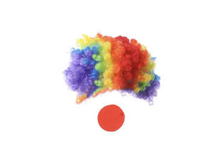 Peruca Clown, JENUOS®, cu Nas Rosu, marime universala, Multicolor