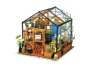 Kit de asamblare Robotime, Cathy’s Flower House, Iluminare Led, 3D 19.5 x 17.5 cm, 200 piese