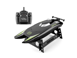 Barca sport de jucarie cu telecomanda, Arhatreya®, 2 motoare, 2.4G, 25KM/H, Negru